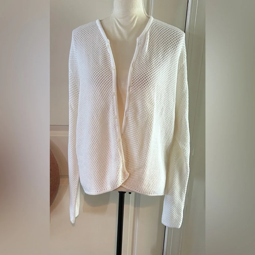 JOAN VASS Loop Knit Cardigan White L (12/14)